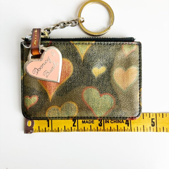 Dooney & Bourke Heart Print Zip Coin Pouch Keychain Wallet Vintage - Picture 5 of 5